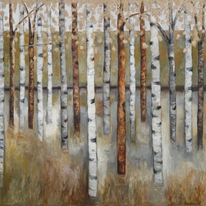 Brilliant Forest Oil & Cold Wax with Rich Gold Metallic, 48" x 48"