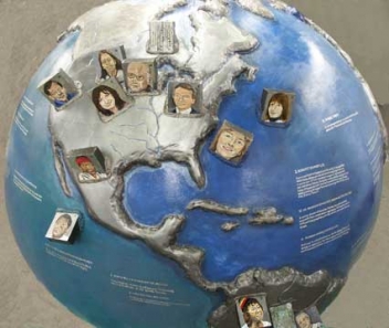 "Eco Heroes Facing the Earth" Cool Globe by Chicago artist Andrea Harris