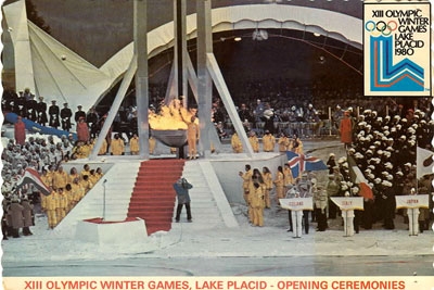 Charles Morgan Kerr lighting the Olympic Flame in the 1980 Winter Olympic Games, Lake Placid, New York