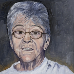 Sister Dorothy Stang, oil and cold wax portrait by Chicago artist Andrea Harris