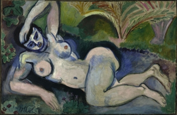 Henri Matisse (French, 1869–1954). Blue Nude (Memory of Biskra), 1907. 92.1 x 140.4 cm (36 1/4 x 55 1/4 in.) The Baltimore Museum of Art, The Cone Collection, BMA 1950.228. © 2010 Succession H. Matisse / Artists Rights Society (ARS), New York.